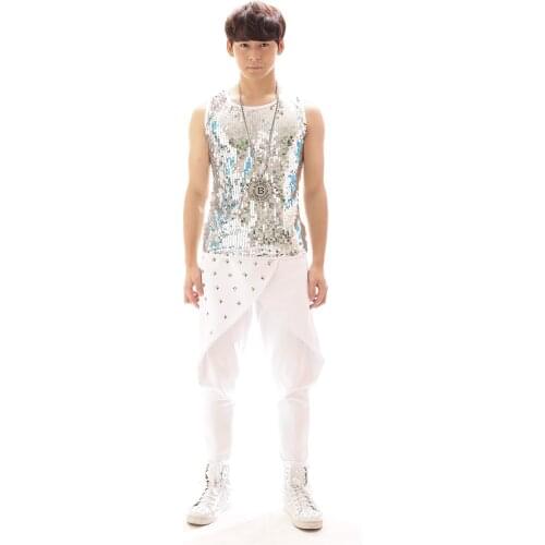 Nightclub DJ personality mens harem pants hip-hop street dance harem pants fashion stage costumes mens harem pants