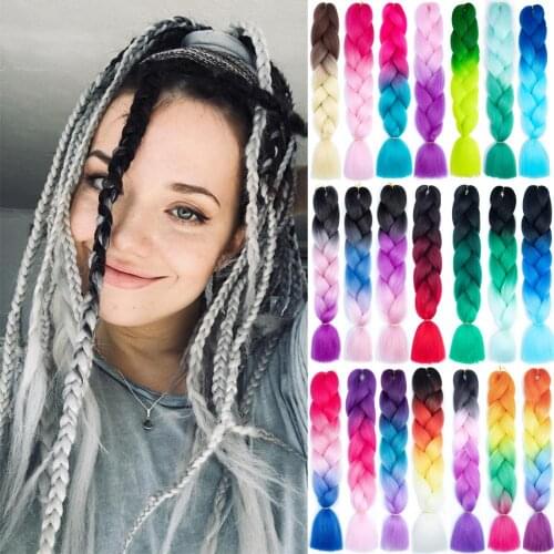 DAIRESS Synthetic Hair Braids Ombre Braiding Hair Extensions Box Braids Hair Pink Purple Yellow Golden Crochet Braids