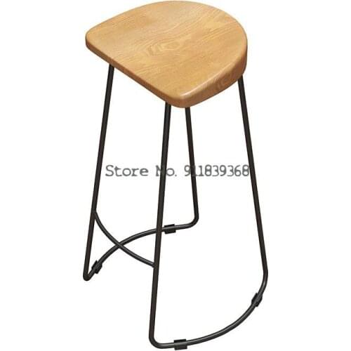 Modern Simple Bar Chair Solid Wood European Family Bar Creative Coffee Leisure Dining Stool Nordic Iron High Chair