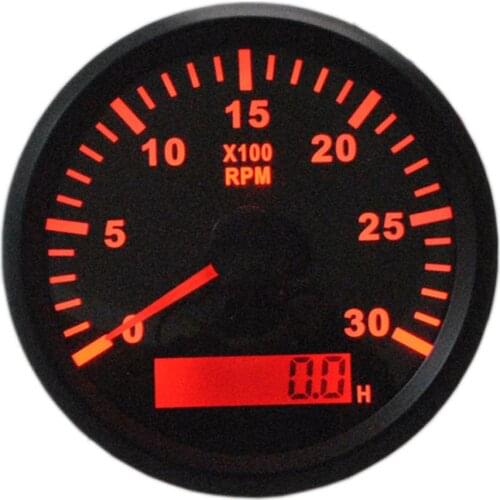 1pc High Quality 0-3000RPM Tachometers Waterproof Revolution Gauges 9-32v with Hourmeters and Red Backlight for Auto Boat