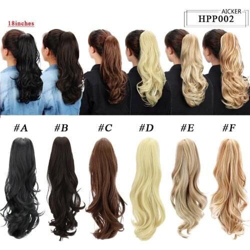 AICKER 18" Claw Clip In Ponytail Hair Extensions Blonde Black Synthetic Long Curly Jaw Pony Tail Extension Hairpiece for Women