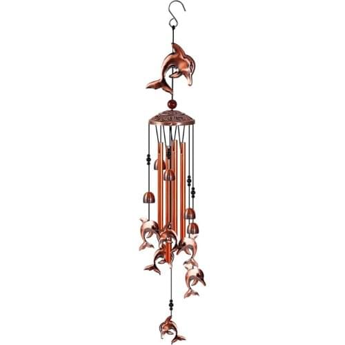 35 Inch Wind Chimes Retro Dolphin Bells Soothing Melodic Tones Indoor Outdoor Decoration for Patio Porch Garden Yard