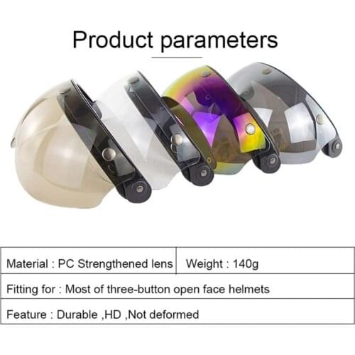 W Glasses - 3 Snap 3/4 Helmet Shield with FLIP UP Hinge, Suitable for TORC T50 Vintage Motorcycle Helmets
