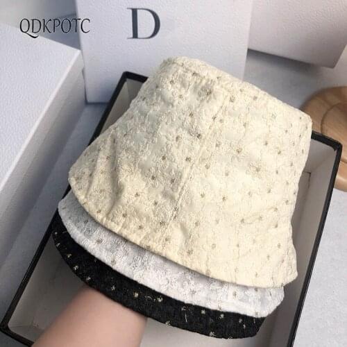 2021 Hat New Spring Summer Women Embroidery Bucket Hats Cotton Linen Fashion Flower Casual Travel Sun Shade Basin Cap QDKPOTC
