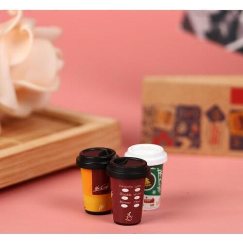 1 Set 1:12 Dollhouse Miniature Coffee Cups Bag Set Model Pretend Play Kitchen Toys