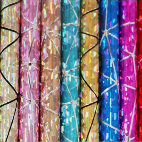 10 yards*137cm roll New Laser Triangular Small Crushed PU Artificial Leather holographic Diamond Pattern Broken Glass Leather