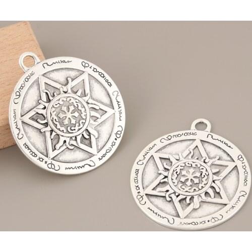 2pcs Silver Color Six-pointed Star Charms Wicca Pendant For DIY Handmade Jewelry Making Accessorie 40x45mm