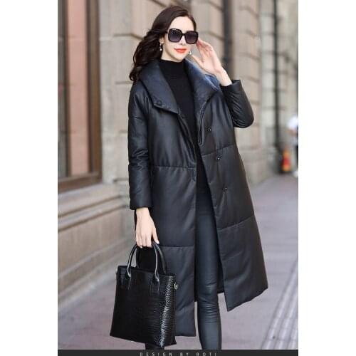 2021 Winter Leisure Fashion Sheepskin Slim Coat Simple Leisure Leather Down Jacket Womens