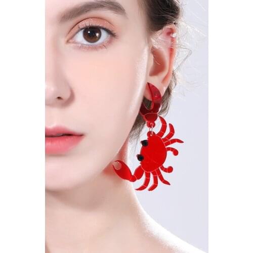 XIYANIKE Resin Acrylic Crabs Earrings 2019 Cute Statement Fashion Women Jewelry Metal Brinco Funny Drop Earrings