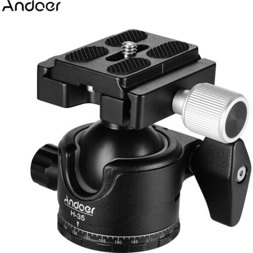 Andoer H-35 Panorama Tripod Ball Head Ballhead Mount Adapter U-Groove Low Gravity Center Design Aluminium Alloy Max. 15kg/33lbs