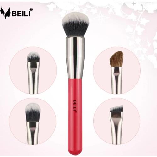 BEILI 1piece Professional Red Makeup Brushes Eyebrow Foundation Concealer eyeshade brush Box packing