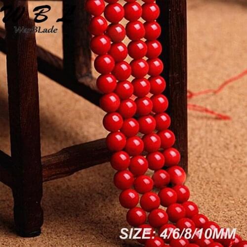 WBL High Quality Natural Stone Dark Red Coral Beads Round Loose Beads For DIY Bracelet Necklace Jewelry Making 4mm 6mm 8mm 10mm
