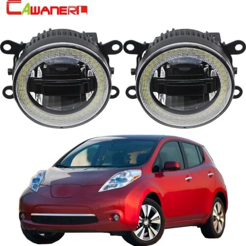 Cawanerl 2 Pieces Car LED Bulb Fog Light Daytime Running Lamp DRL Angel Eye 3000LM 12V For Nissan Leaf 2011 2012 2013 2014 2015