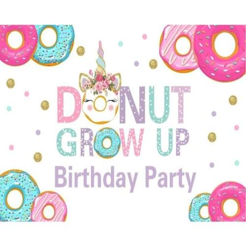 Donut Grow Up Birthday Party Backdrop Baby Shower Room Decor Photo Booth Studio Prop
