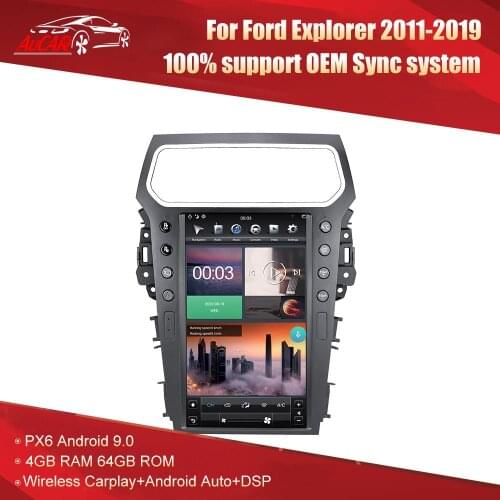 Ford Explorer 2011-2019 android head unit tesla style scrren 13.6 inch 4G WIFI car multimedia GPS navigation Support SYNC1/2/3