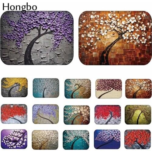 Hongbo 3D Vivid Tree Oil Painting Carpet Anti-slip Floor Mat Rug For Bathroom Kitchen Outdoor Rugs Front Door Mat