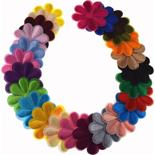 Artificial Flower Embroidered Iron On Patches Badges Daisy Flowers patches for clothing Bag Jeans Hat Decoration 4.0cm