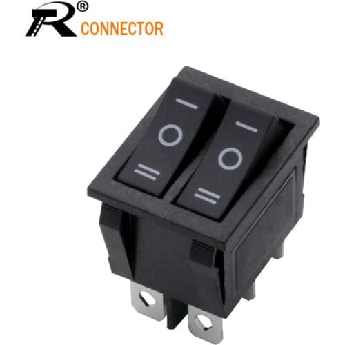 KCD6 Double Rocker Switch without light ON-OFF-ON 6pin power button switch electric baking pan electric heater switch 16A~250V