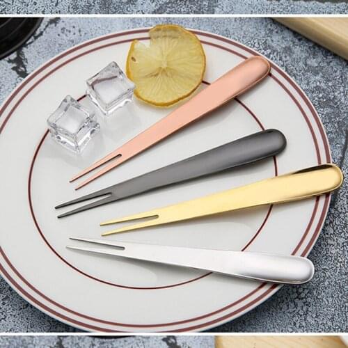 Best Selling Stainless Steel Fruit Fork Cake Fork Titanium Plated Multifunctional Fork Spoon Childrens Dessert Fruit Stick Fork