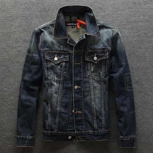 Fashion Men Jackets Indian Chief Embroidery Japanese Vintage Designer Denim Jacket Men Streetwear Hip Hop Jacket Chaqueta Hombre