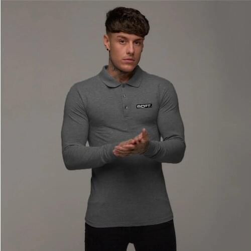 Mew Fashion Brand Polo Shirt Mens Long Sleeve Slim Fit Business Turn Collar Poloshirt Casual Mens Gym Sportswear Polo Shirt