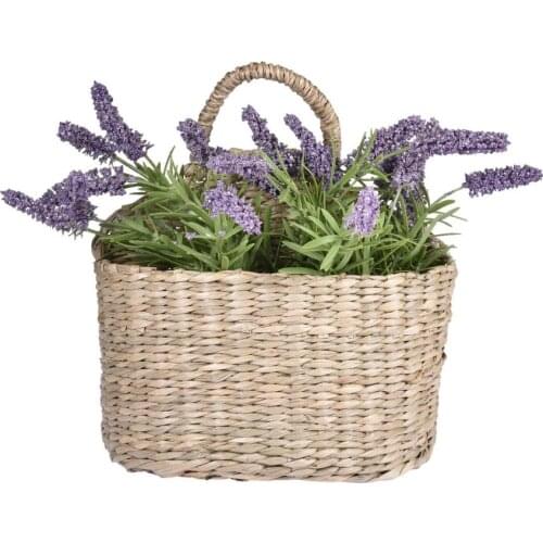 Wall Hanging Woven Basket Home Decor Rustic Straw Storage Basket Rattan Straw Woven Plant Holder House Storage Shelf Display #WH