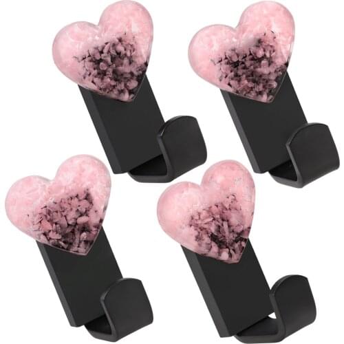 Red Jasper Heart Shape Healing Crystal Coat Hooks Wall Mounted, Decorative Wall Hanger for Bathroom Kitchcen Hanging