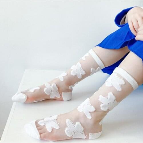 4 pairs 0-8 Kids Socks Summer Crystal Transparent Cotton Baby Socks Girls Mesh Cute Cool Toddler Socks