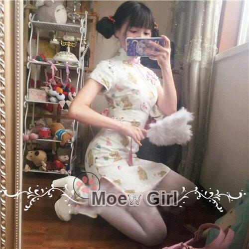 Original Design Sexy&Cute Womens Lolita Bears Cheongsam Chinese Qipao Vintage Dress