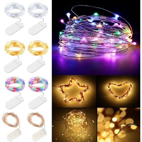1-3M LED Christmas Lights Flat String Fairy Light Battery Operated Wire String Battery Box Festive Party Wedding