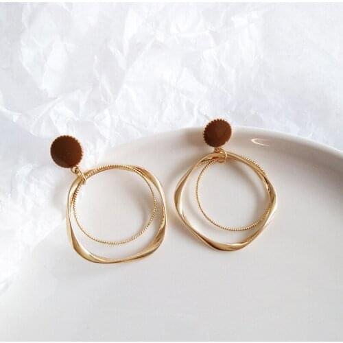S925 Needle Fashion European and American Large Ear Hoop Earrings Irregular Round Geometric Ear Studs and Ear Clips