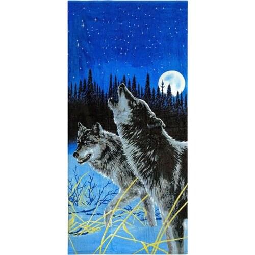 Cool Midnight Wolves Microfiber Sports Towel Lightweight Beach Towel for Bath Swimming Pool Men Adult Wolf Towels cm Soft