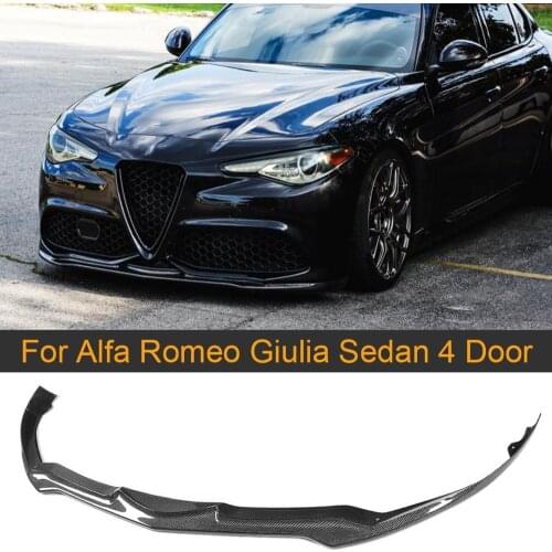 Carbon Fiber Car Front Lip Spoiler for Alfa Romeo Giulia Sedan 4 Door 2016 - 2018 Front Bumper Lip Spoiler