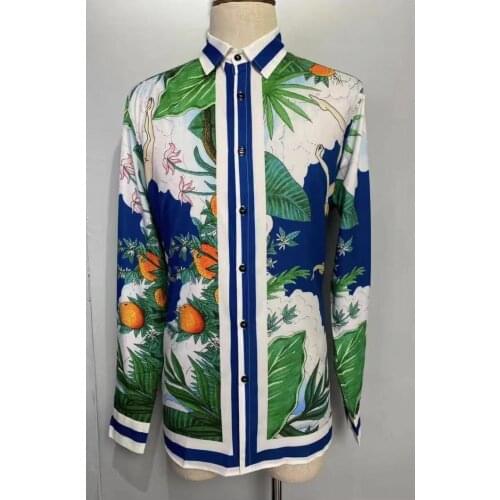 SR08305 Fashion Mens Shirts 2021 Runway Luxury famous Brand European Design party style Mens Clothing