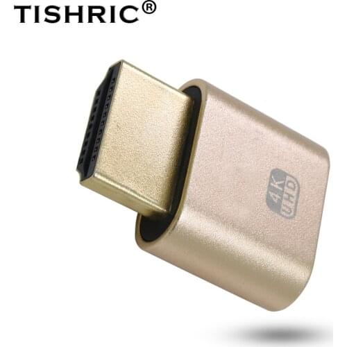 TISHRIC HDMI-compatible Virtual Display 4K Dummy Emulator Adapter EDID DDC Cheat Virtual Plug Dummy Plug For BTC Mining Miner