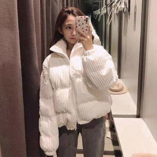 Corduroy cotton padded jacket women short little student winter jacket fashion cotton padded jacket Korean style loose bread