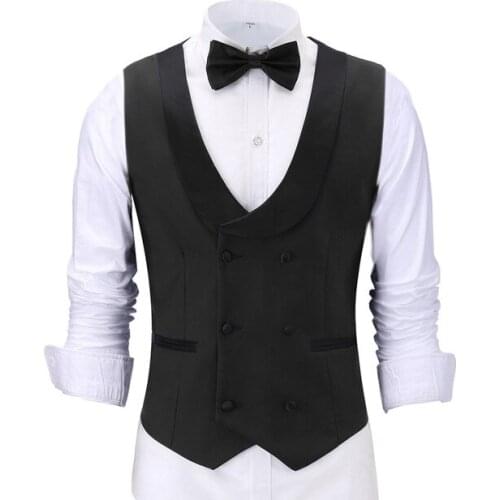 Costume Colorful Mens Waistcoat Slim Fit Leisure Cotton Suit Male Gentleman Business Vest Male Black For Wedding Groomsmen