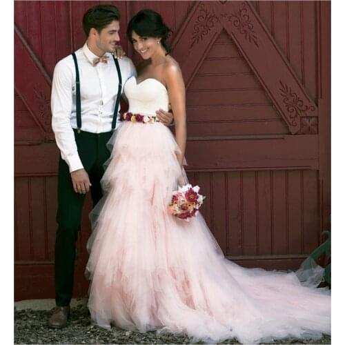 Elegant Pink Tulle Maxi Skirt with Long Train Ruffled Tiered Women Wedding Skirt For Party Tutu Prom Gown Faldas Saia Longa