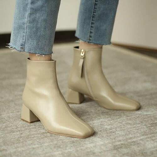 Spring/Autumn Women Boots square Toe Chunky Heel Suede/pu Leather Women Shoes Heel Height 5cm Retro Solid Short Boots Ladies