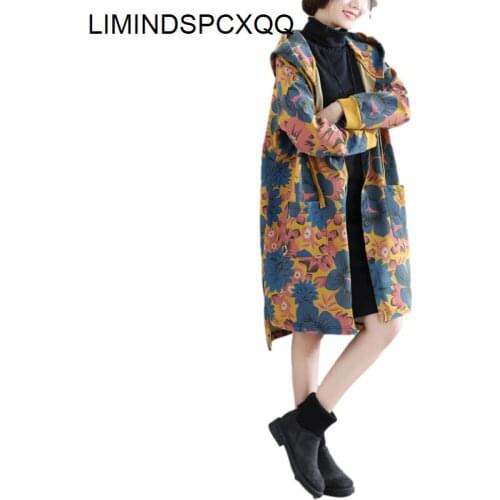 Korean Clothes Hooded Trench Coats For Womens Long 2021 Windbreaker Spring Jaqueta Corta Vento Plus Size Vintage Printing Tops