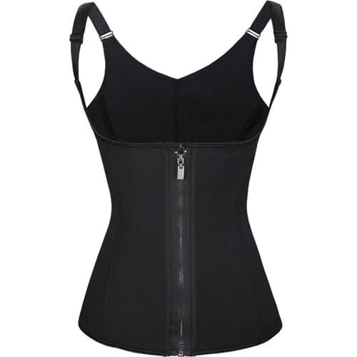 Womens Neoprene Sweat Vest Adjustable Shoulder Strap Waist Trainer Vest Corset Women Zipper Hook Body Shaper Waist Cincher Butt