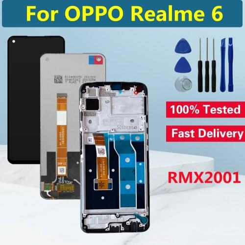 6.5" For OPPO Realme 6 LCD Display With Frame Touch Screen Digitizer Assembly For OPPO Realme 6 RMX2001 LCD Screen Replacement