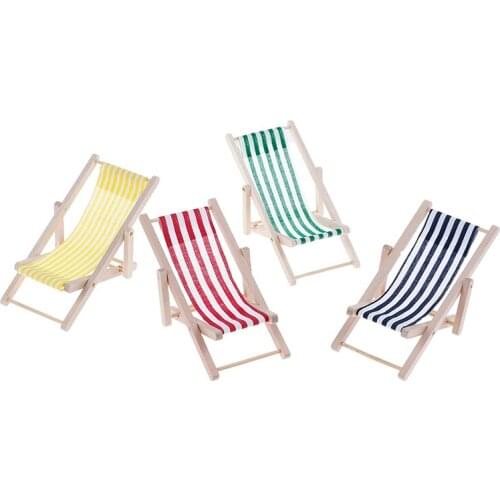 2pcs 1:12 Scale Doll house Beach Chair Beach Sunbathing Chair Doll house Miniature Toy Doll Accessories