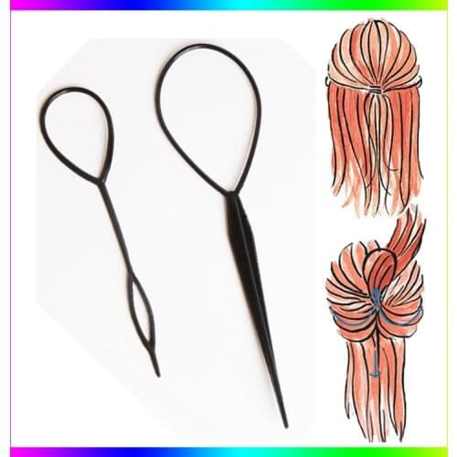 2pcs Drop Shipping New Chic Magic Topsy Tail Hair Braid Ponytail Black Styling Maker Clip Tool