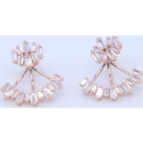 2017 fashion top quality jewelry wholesale mix 3 colors AAA cz sparking double sided jackage cubic zirconia earring