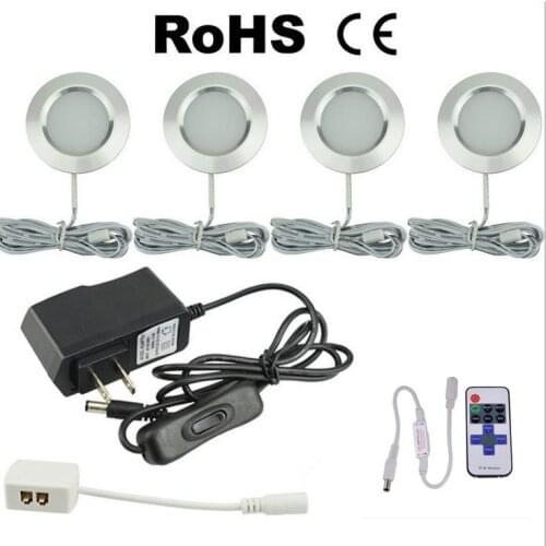 3W dimmable LED Under Cabinet Closet Round Shape Puck Lamps Wine Cabinet Bookshelf Wardrobe Motor Homes Lights