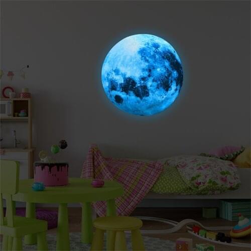 3d Glow In The Dark Luminous Moon Planet Space Wall Sticker Decal Removable Decoration Fluorescent Sticker Home Kids Room Decals