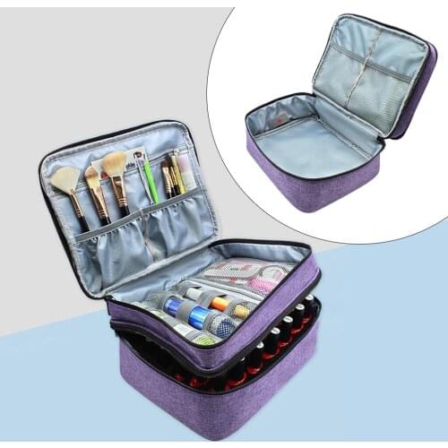 42 Grids Nail Polish Storage Bag Cosmetic Essential Oil Perfume Double-Layer Portable Lipstick Organizer Box Handbag Makeup Box