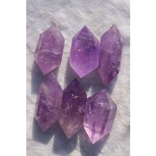 6pcs natural Amethyst purple quartz crystal wand point healing A