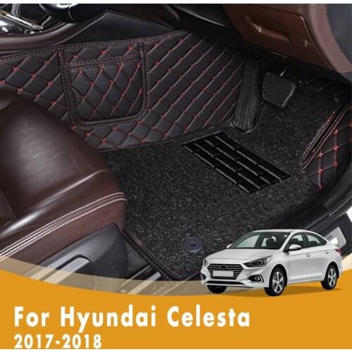 RHD Car Floor Mats For Hyundai Celesta 2018 2017 Luxury Double Layer Wire Loop Custom Foot Pads Car Interior Decoration Carpets